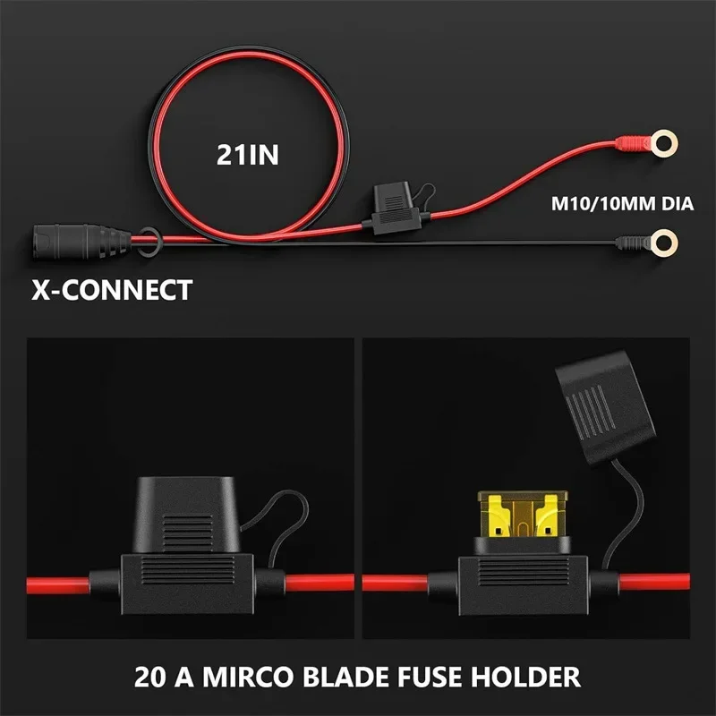55CM 2PCS Wire Harness fit for NOCO GC008 X-Connect M10(10mm) XL Eyelet Terminal Batteries Charger Cable for NOCO Battery Tender