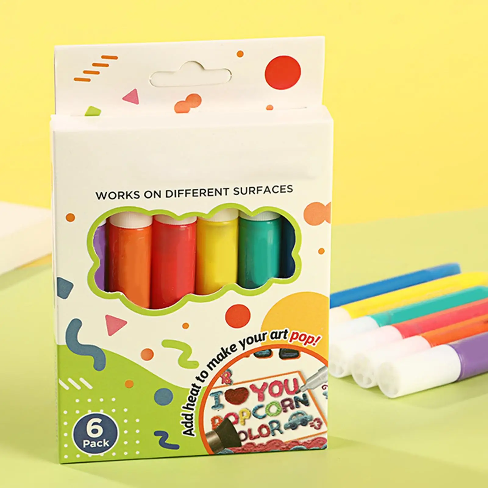 6 Piece Puffy Velvet Marker Fabric Art Pen Vibrant 3D Illusion for Crafts School Projects Coloring Drawing Classroom Journaling