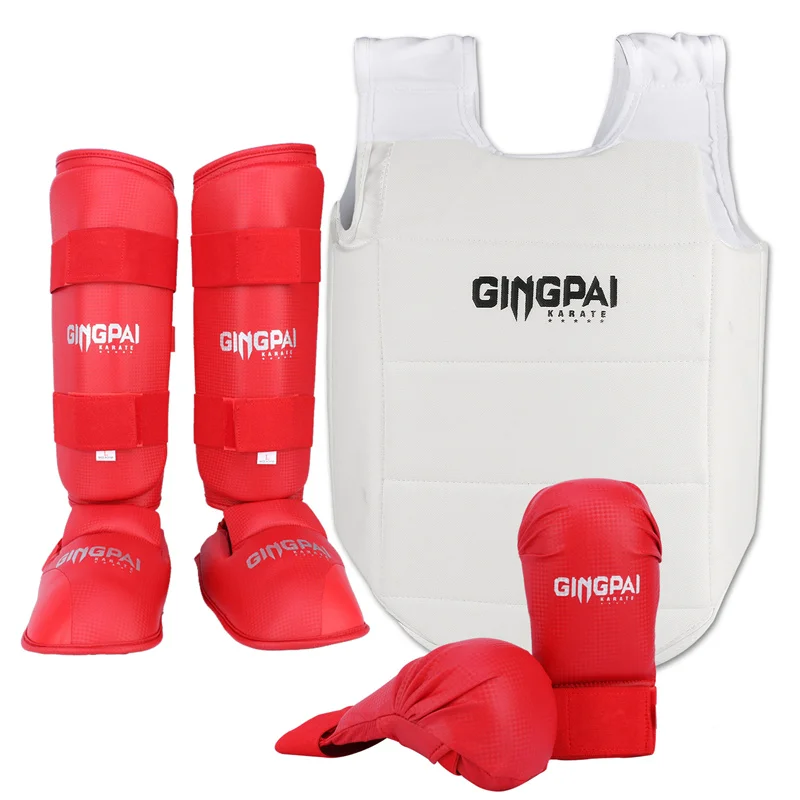 Karate Set 3-in-1 WKF Approved, Karate Gloves, Chest Protective Gear Guard, Shin Guards Karate Shin Pads for Kids Men Women