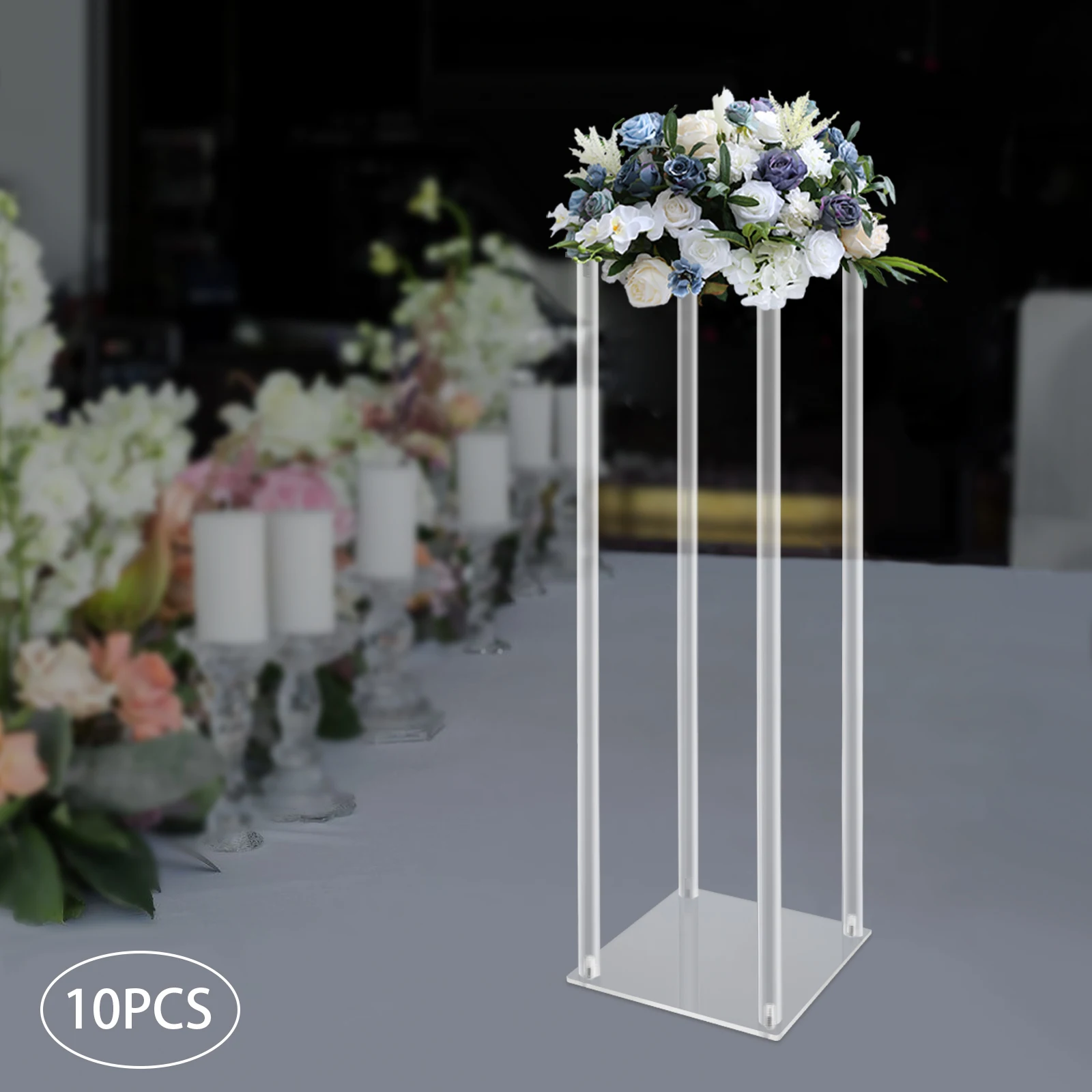 Acrylic Vase Wedding Centrepieces, 10 Pcs Clear Column Flower Display Stand, Geometric Display Stand for Home Decor