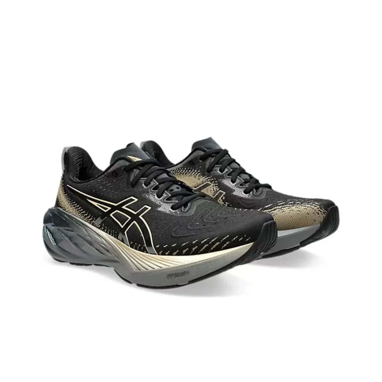 Asics-novablast 4 tênis de corrida, confortável tênis respirável, corte baixo, preto e dourado, para homem e mulher