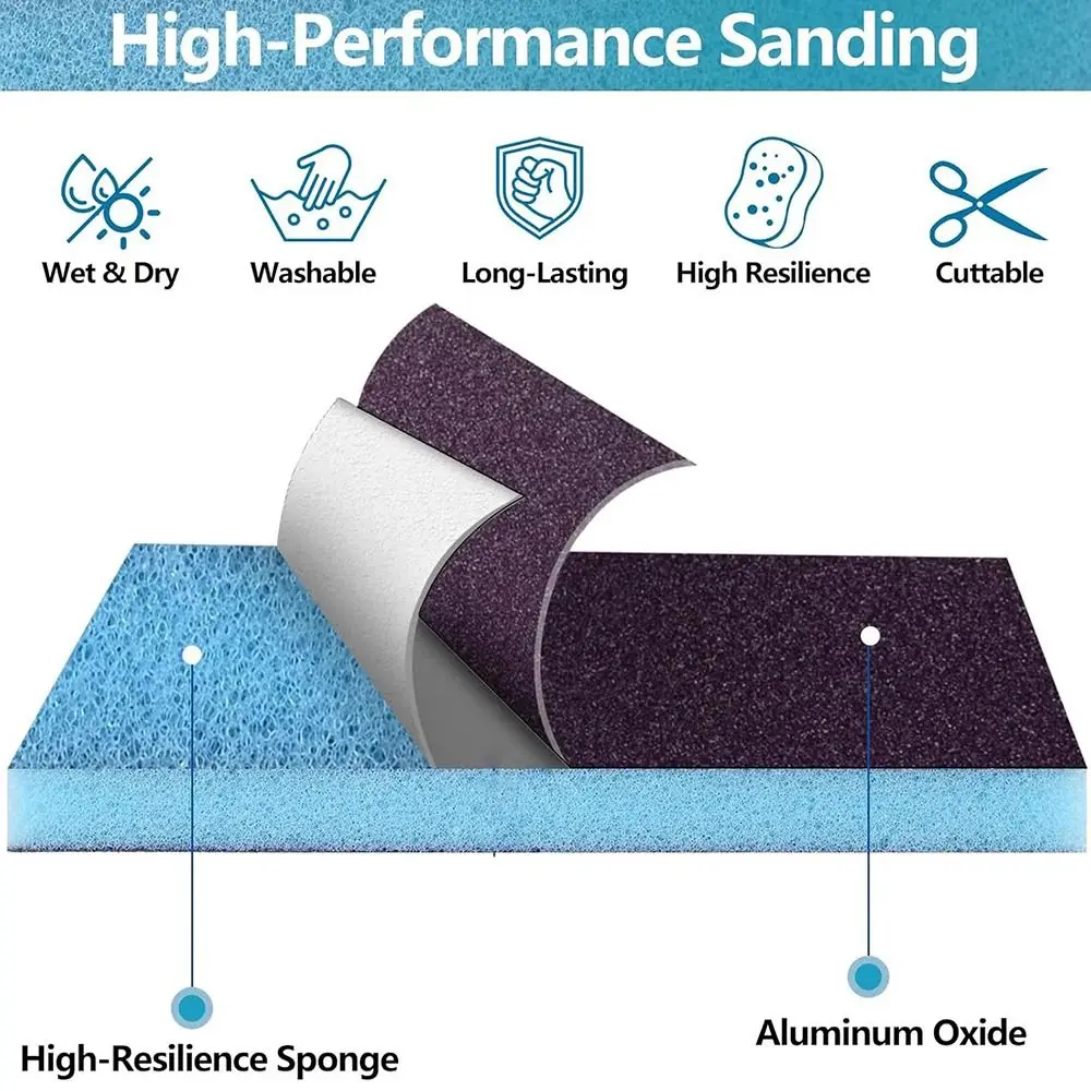 5Pcs 60-320 Grits Sanding Sponge Blocks Double-Sided Soft Foam Wet Dry Sanding Blocks Reusable Washable Polishing Sanding Sponge