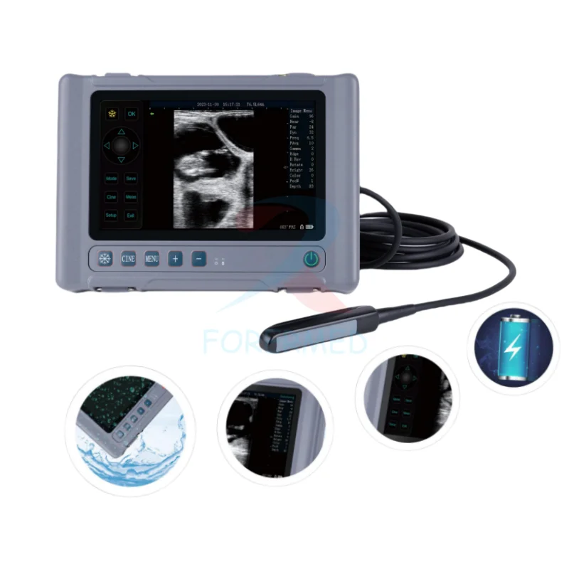 Digital Veterinary Ultrasound Instrument Portable Heldheld Compact Ultrasound Machine 8-Inch Touch Screen Ultrasound Device