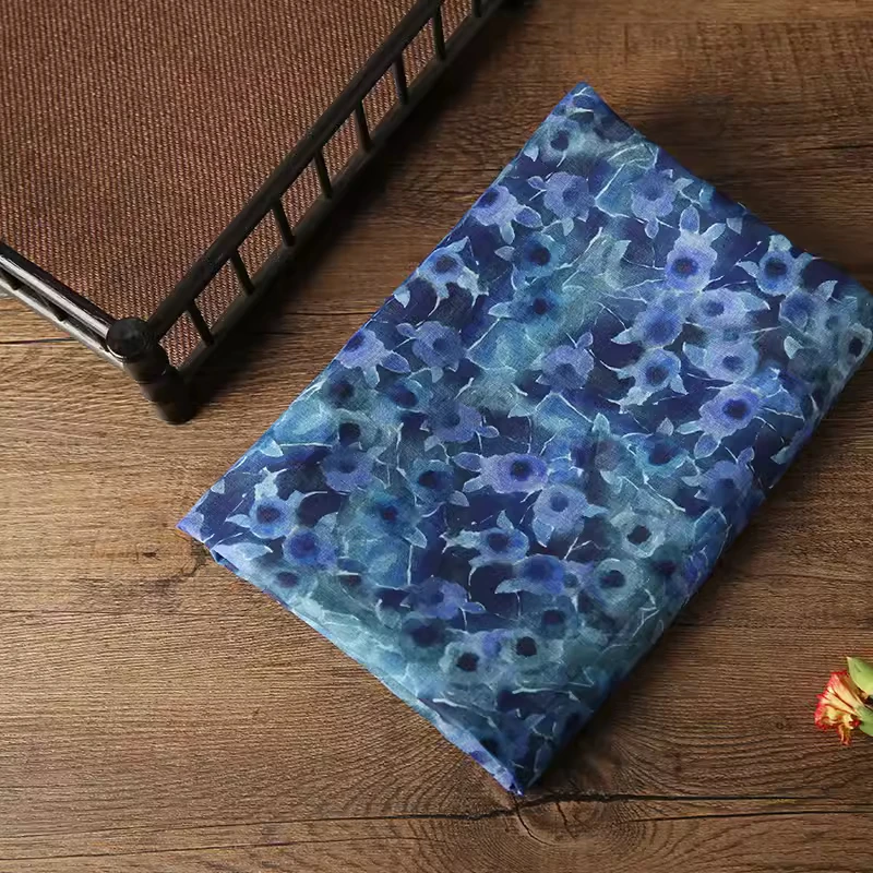 

1yard High quality ramie telas floret digital printing fabric dress cheongsam fabric for patchwork