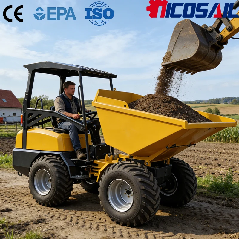 Nicosail D130 1560kg Mini Site Dumper CE Approved Durable Small Dumper for Construction Project Use