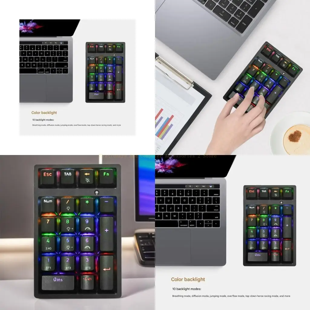 

Bluetooth-compatible Number Pad Wireless Numeric Keypad Numpad 21 Keys Portable