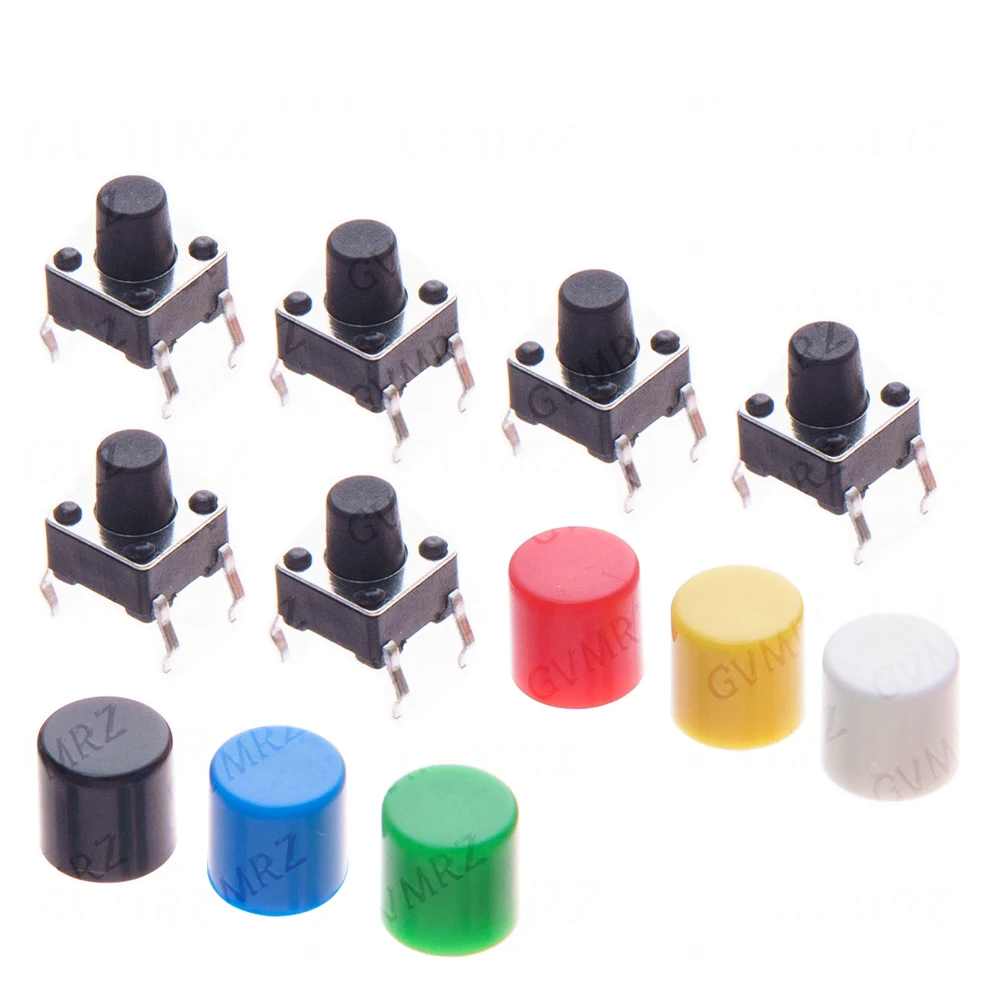 50 Pairs 4PIN With Round Cap 6*6*7mm 100PCS 6x6x7mm PCB Momentary Tactile Tact Mini Push Button Switch Module DIP - view 2