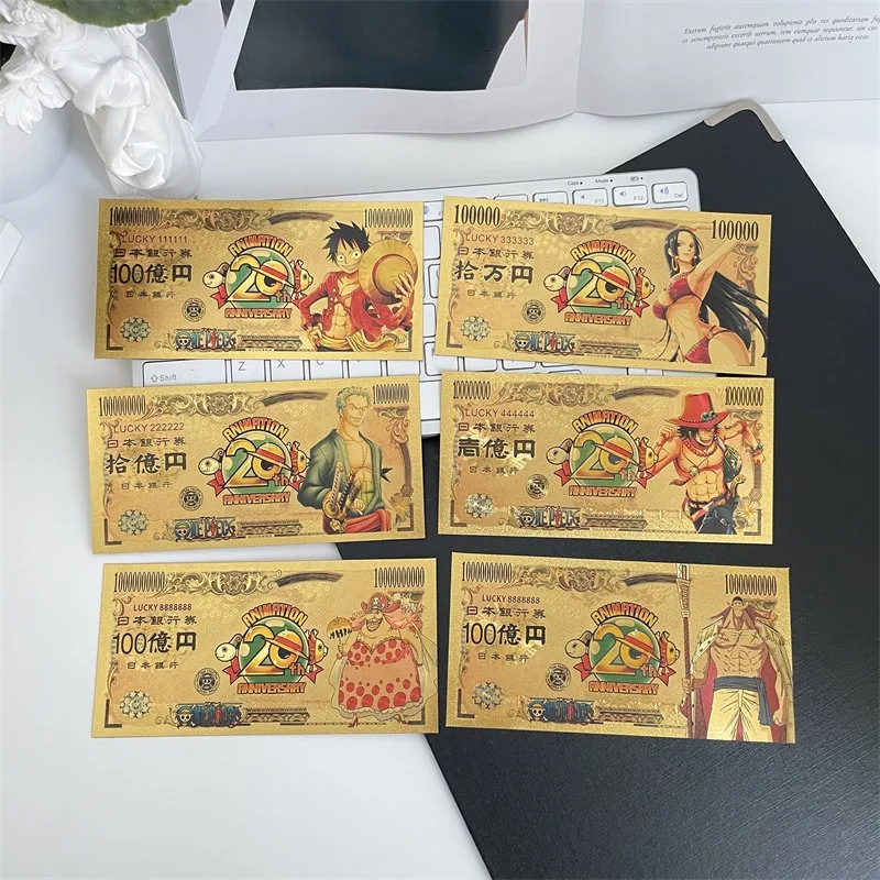 

One Piece Cartoon Plastics Paper Cap Luffy Zoro Sanji Currency Anime Action Figures Decoration Toy Birthdays Gift Christmas Gift