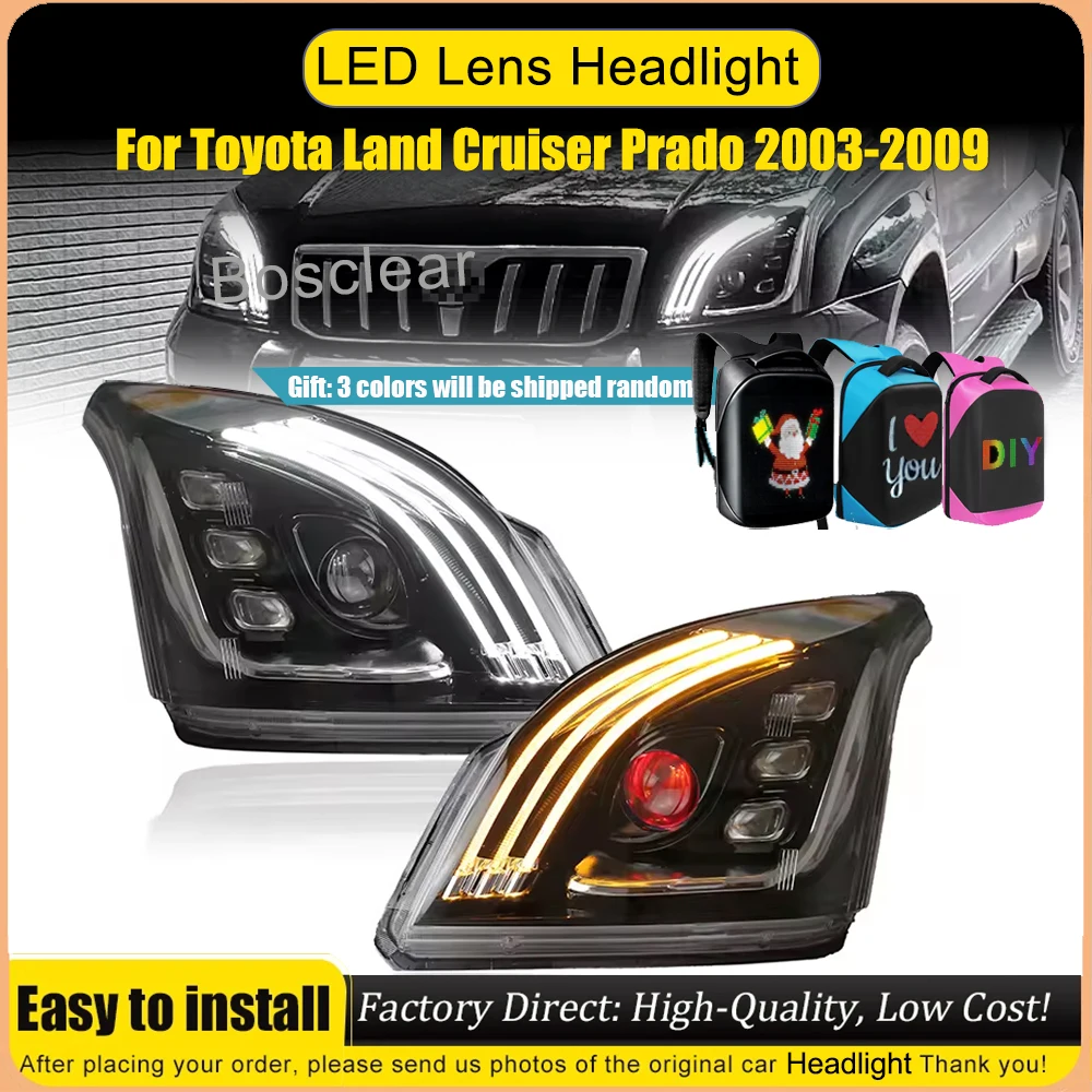 

Комплект из 2 фар для TOYOTA Prado LC120 FJ120 2003-2009: Модифицированные светодиодные фары в сборе с динамическими последовательными поворотниками