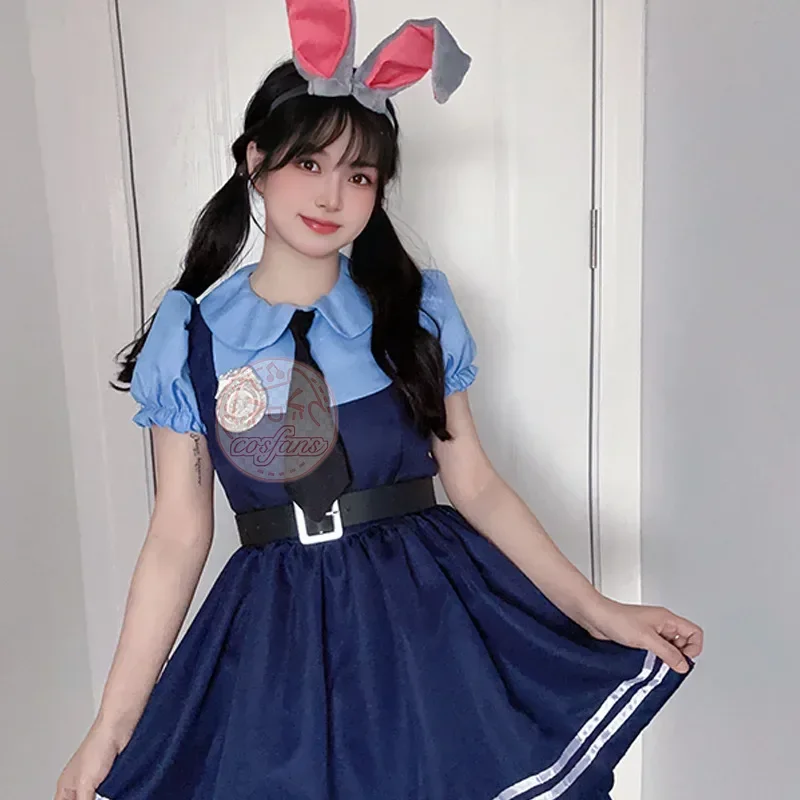 Zootopia Judy 코스프레 드레스 여성용 코스프레 애니메이션 Judy Hopps 드레스 만화 공동 스타일 드레스 코스프레 메이드 토끼 천