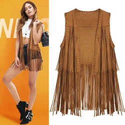 Summer Women's Fringed Suede Faux Fur Sleeveless Vest Tassel waistcoat Dropshipping