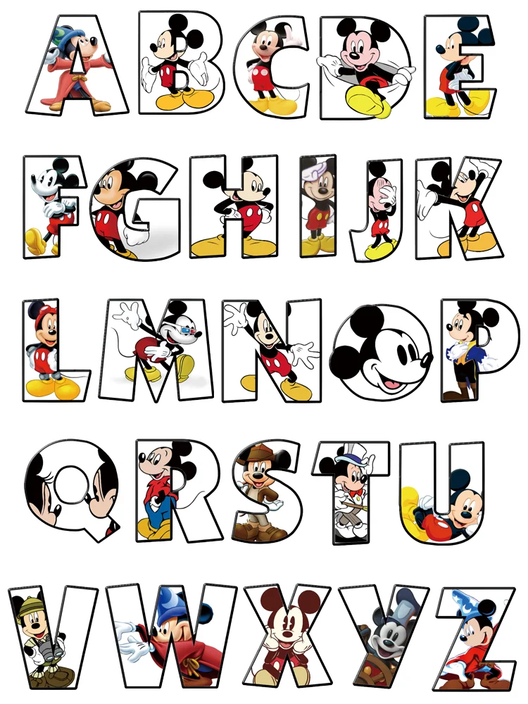 Mickey Mouse ABCD.. Small letters custom patch Sticker on clothes iron on transfer