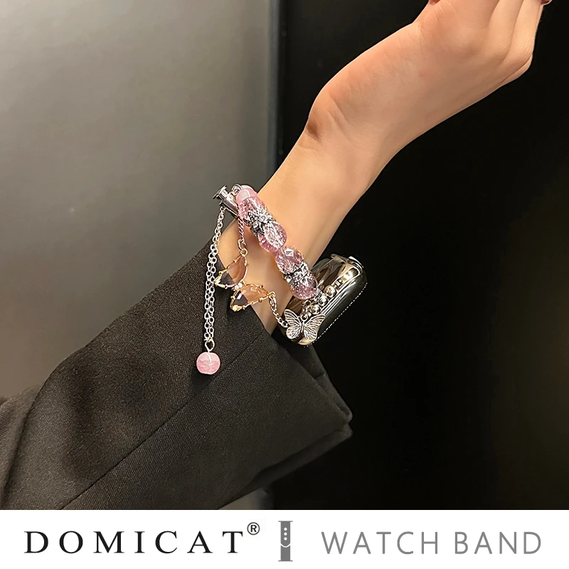 Bohemian bead bracelet compatible with iWatch strap 38mm 40mm 41mm 42mm 44mm 45mm 49mm for women, fashionable handmade elastic s