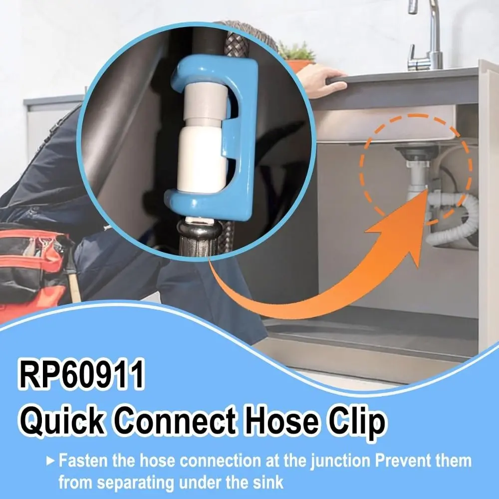 2pcs Leak-Proof Faucet Hose Clip Quick-Connect Durable Pipe Clamp Tools Easy Installation Plumbing Pipe Clamps for Delta RP60911