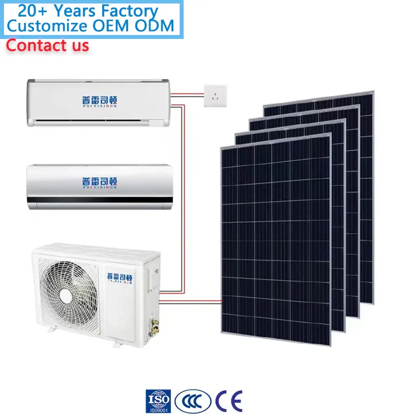 High-Pressurized ODM/OEM Solar Air Conditioner Hot Sale 9000btu to 24000btu AC DC for Household and Outdoor Use with US Plug