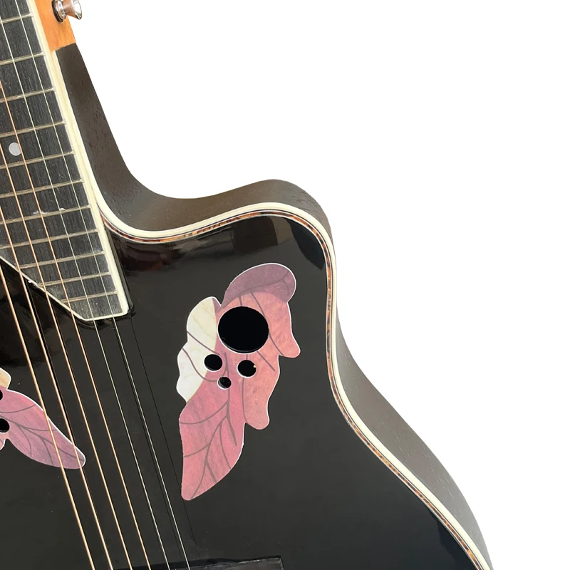 Black Colour 6 Strings Round Back Ovation Guitar Cutaway Design Electric Acoustic Guitar 41 Inch Electric Folk Guitar