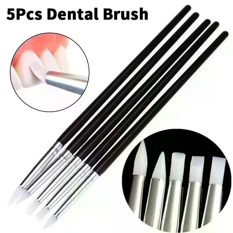 5Pcs Dental Resin Shaping Brush Pens Silicone Nails Art Brushes Various Size Dentistry Composite Cement Porcelain Teeth
