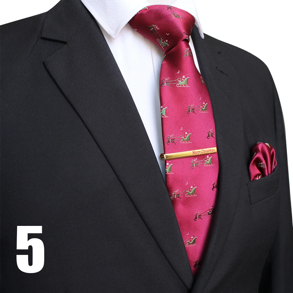 EASTEPIC 8 cm Weihnachten Krawatten für Männer Krawatte Set Qualität Taschentuch Exquisite Clip Rot Jacquard Krawatte männer Zubehör Weihnachten geschenk – Detail 8