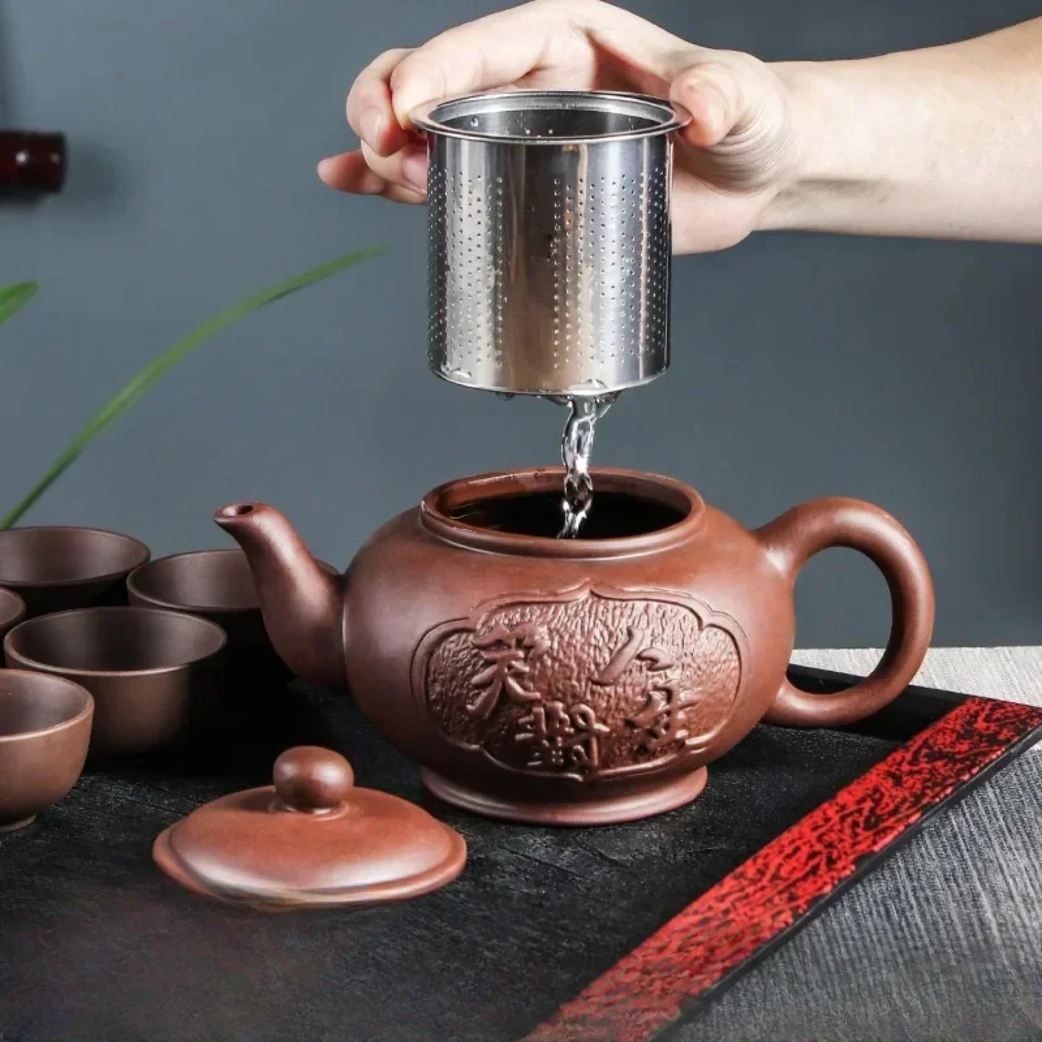 Yixing Zisha Ceramic Tea Pot, Large Capacity, Pure Handmade Laughing Pair Life Tea Pot, Single Pot, Household Kung Fu Tea Set