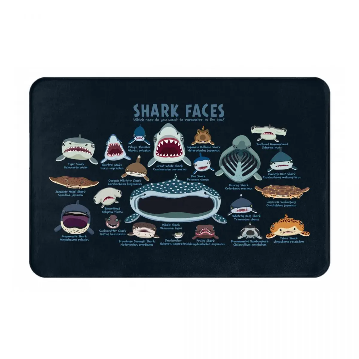 Funny Shark Faces Which Face Do You Want To Encounter In The Sea? Welcome Mats for Floor drop shipping Balcony Mats High Quality