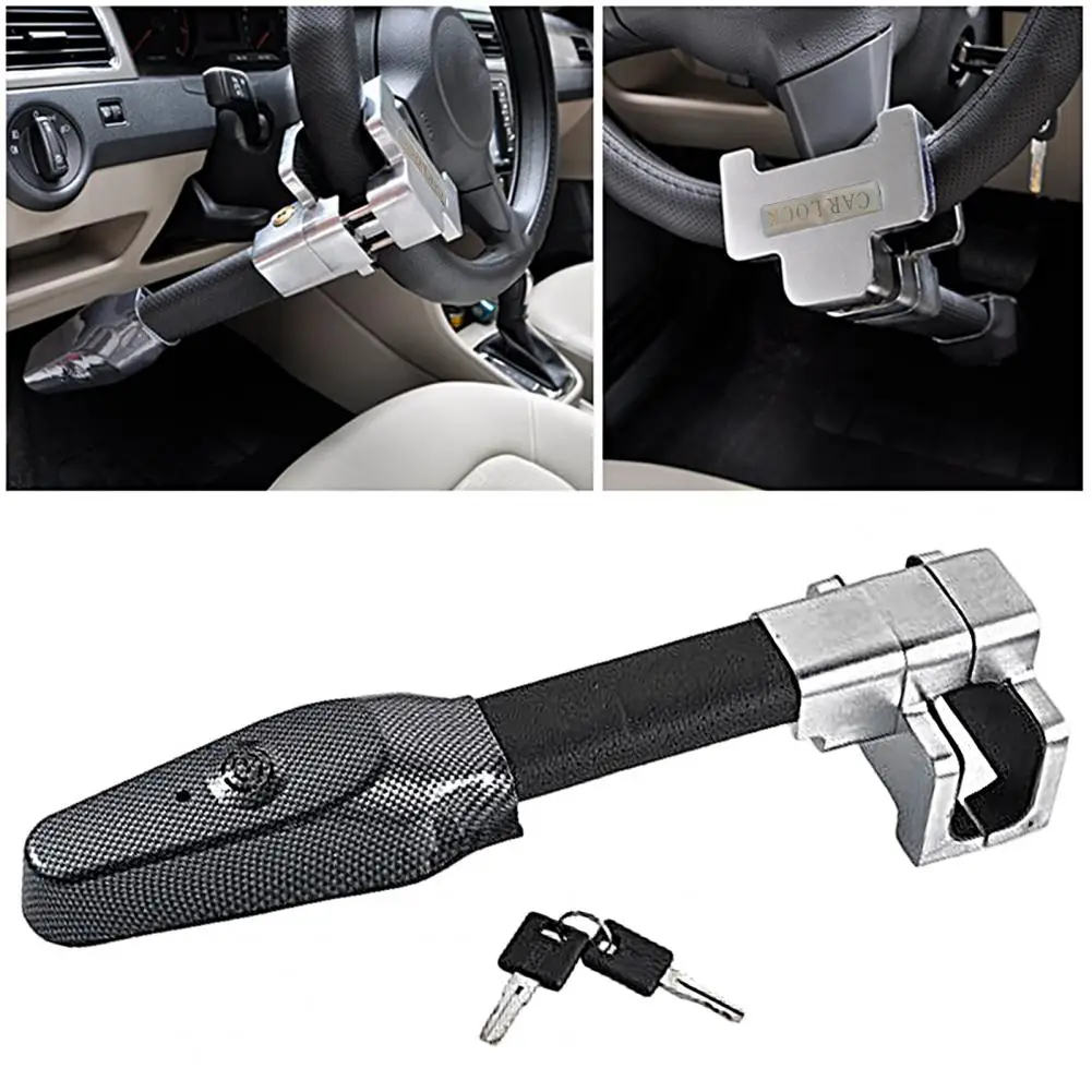 Car Lock Ultra-high Decibels Super Loud Alarm Whistle Retractable Foldable Anti-theft 2 Keys Car Steering Wheel Lock for Car