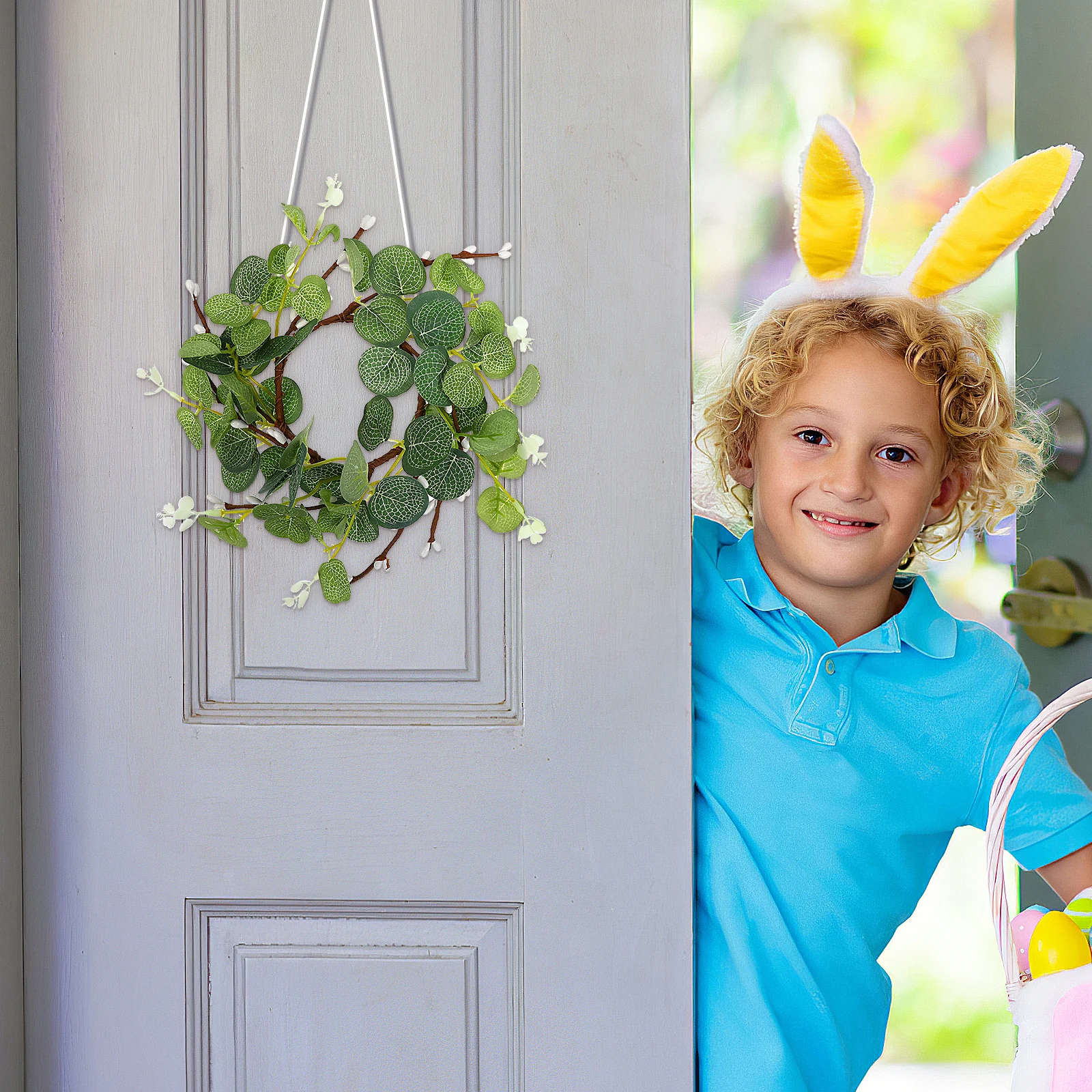 

2pcs 8cm Eucalyptus Wreath Simulated Berry Leaves Home Decor Easter Wreath Festival Decor Household Ring Spring
