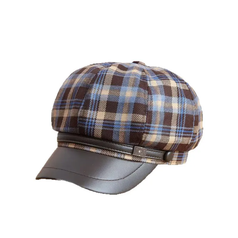 

Новая осенне-зимняя шляпа, клетчатые восьмиугольные шляпы, модная корейская версия, шляпа газетчика, повседневные универсальные британские модные шапки