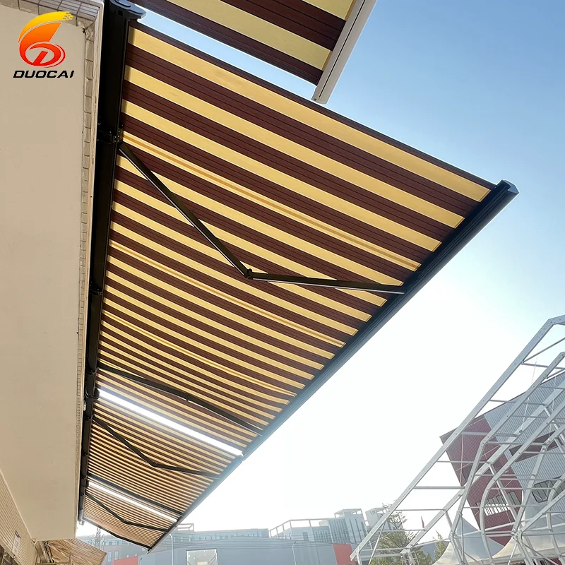 

Heavy Duty Motorized Retractable Garden Canopy Sunshade Outdoor Full Cassette Awning with LED Lights Aluminum Frame for Patio