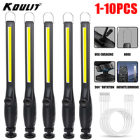 USB Rechargeable LED Flashlight New COB Magnetic Work Light Portable Lantern Camping Torch Car Repair Lamp With Built-in Battery