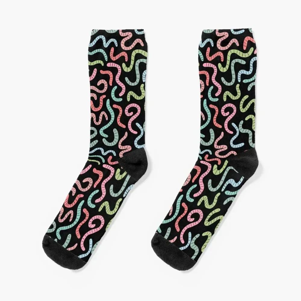 Cute compost earthworms. Funny worms. Socks cartoon christmas stocking anime Socks Women Men's