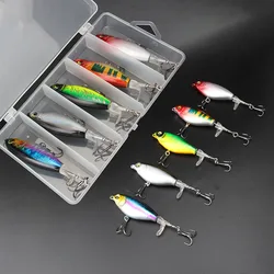 5pcs/box Topwater Fishing Lure 10g Whopper Popper Wobbler Artificial Hard Bait Bass Popper Soft Rotating Tail Fishing Tackle