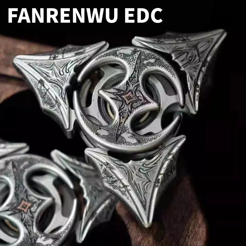 Fanrenwu edc bat fidget spinner mão sentir ataque velocidade brinquedos para adultos três lâminas fidget spinner