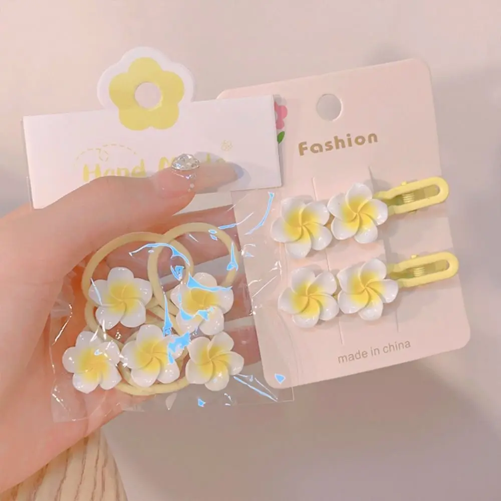 Hair Rope Plumeria Flower Hair Clip Hair Accessories Traditional Egg Flower BB Clip Hair Clip Yellow Flower Barrette Wedding