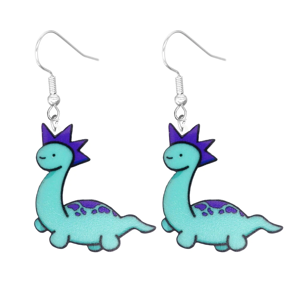 Cartoon animal earrings, acrylic cute and funny dinosaurs, ducks, cats, and dogs