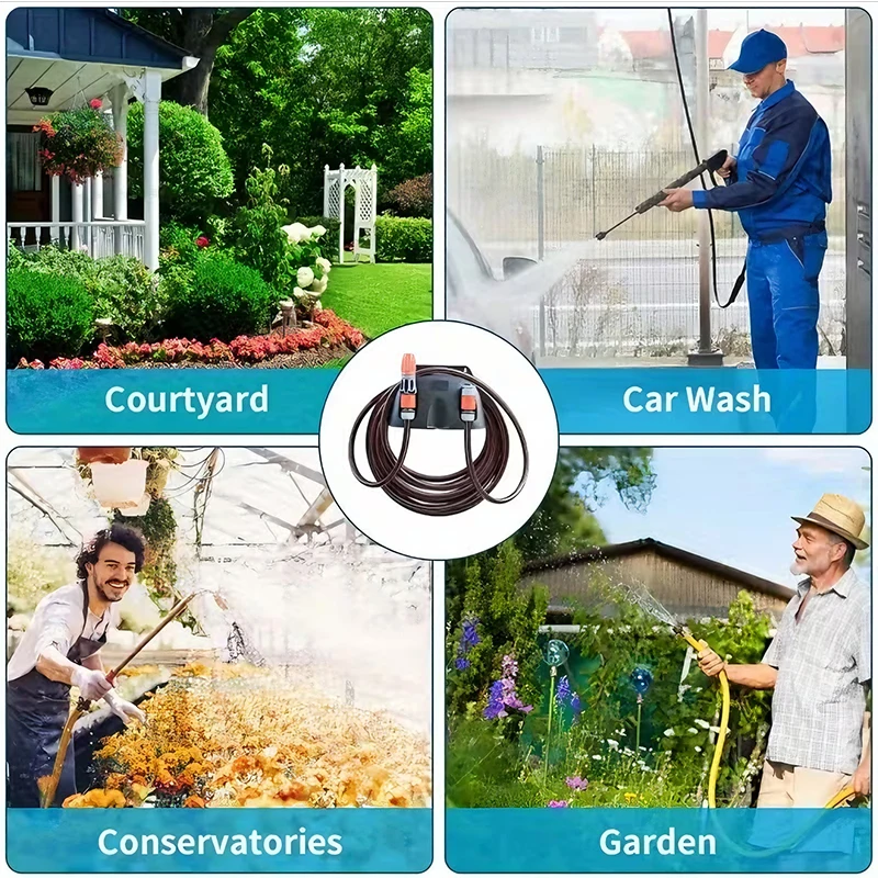 Water Pipe Storage Rack Roller Pipe Wall Hanging Car Wash Watering Flower Hose High Pressure Water Gun Dish Pipe Artifact Windin