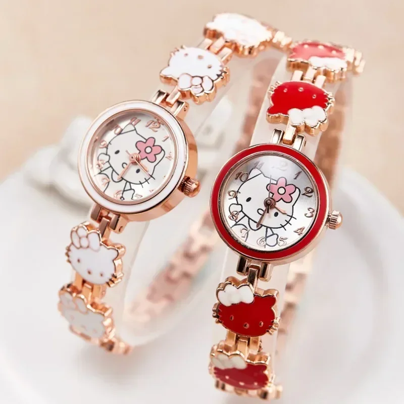 Sanrio Hello Kitty Watch Kawaii Kt Cat Ladies Jewelry Student Cartoon Quartz Watch Girlfriend Valentine\'s Day Birthday Gifts