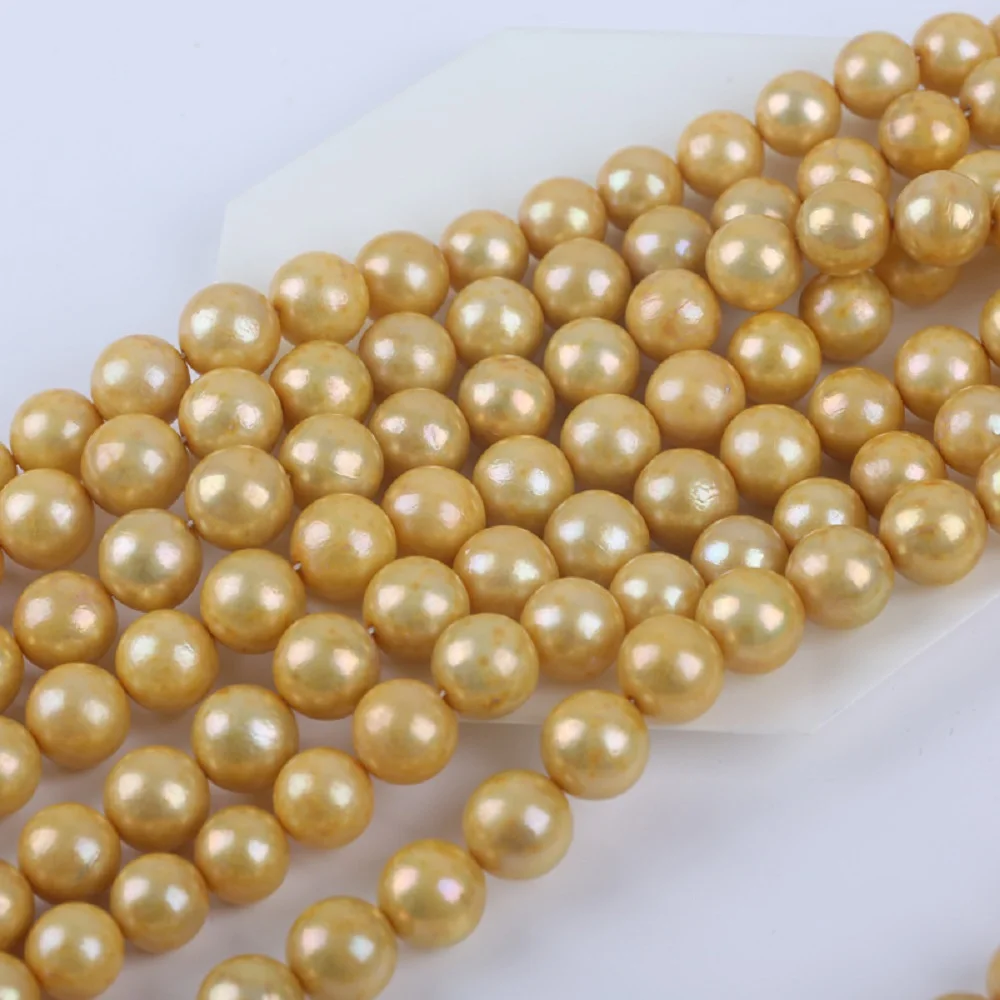 

Hot selling pearl necklace AAAAA+11-12mm natural South Sea round pearl necklace 14k gold button 18 inch