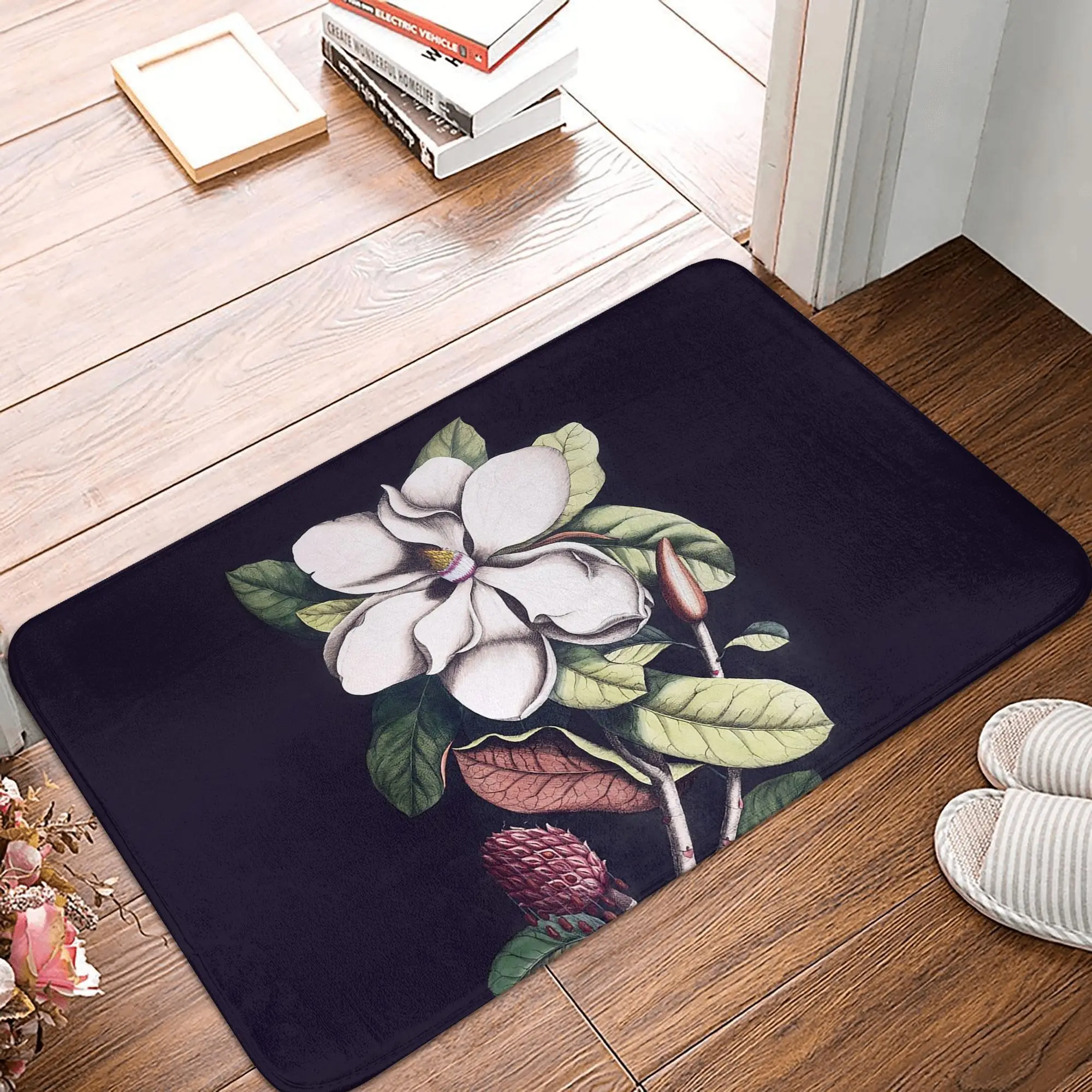 

Magnolia flower Anti-slip Doormat Floor Mat Sand Scraping Carpet Rug for Kitchen Entrance Home Balcony Footpad Mats