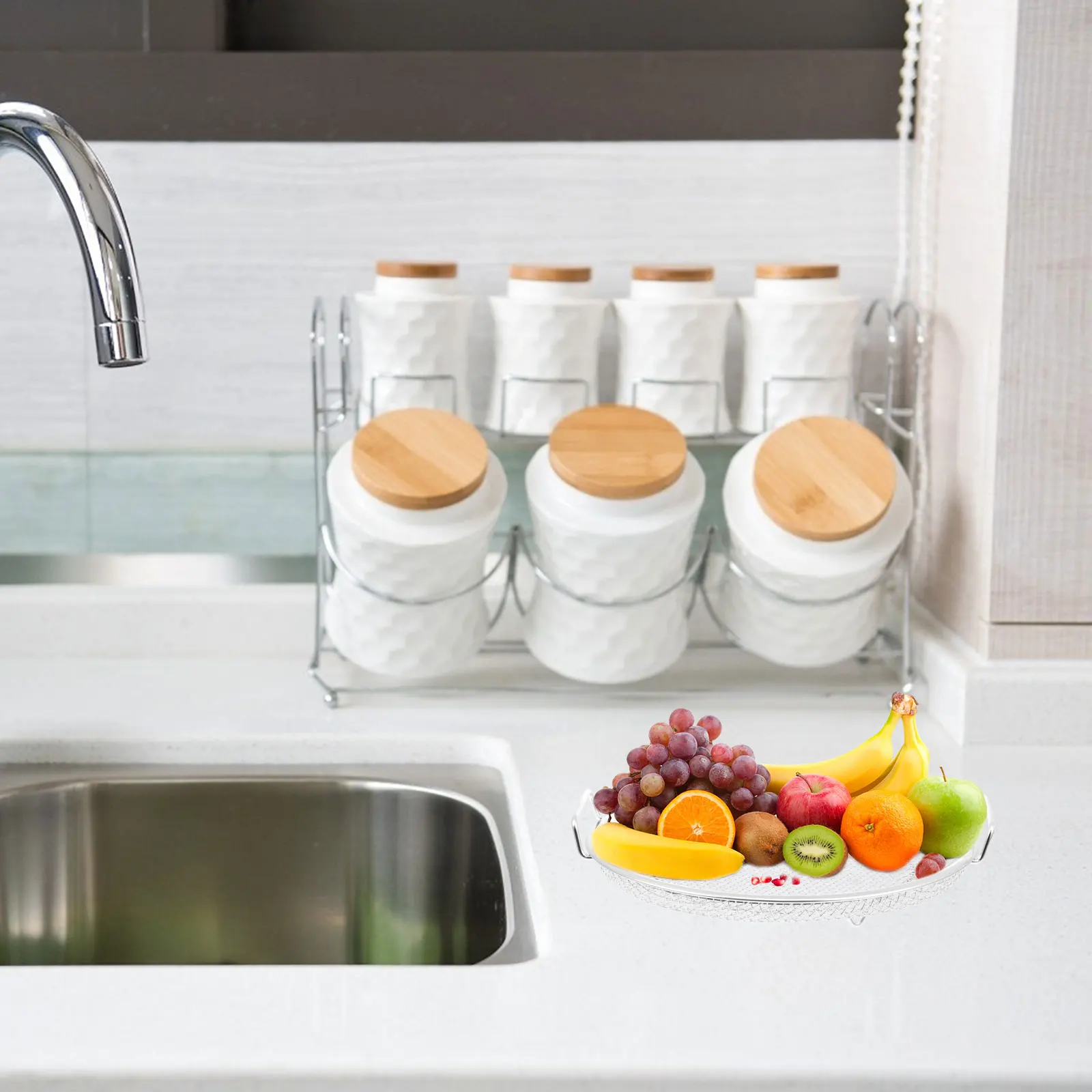 

Stainless Steel Steaming Rack Drain Basket Kitchen Cookware Storage Smooth Edges Food Grade Multi-Functional Vegetable