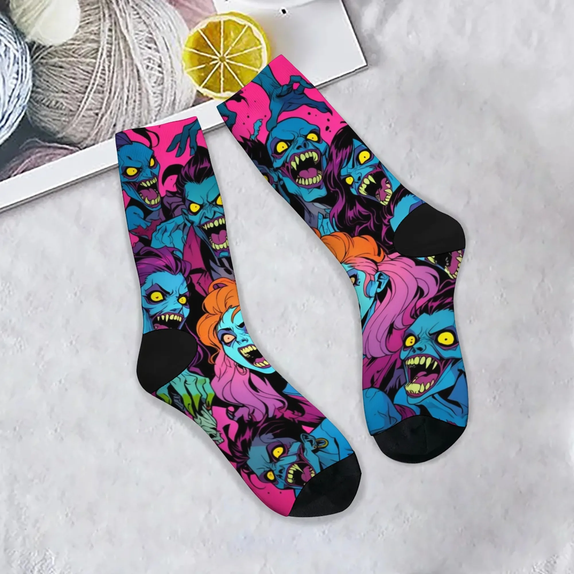 Crazy Girls Horror Zombie Cartoon Sokken Harajuku Stijl Nieuwigheid Grappige Crew Sokken Unisex Warme Antislip Sokken Vakantie Feestcadeau