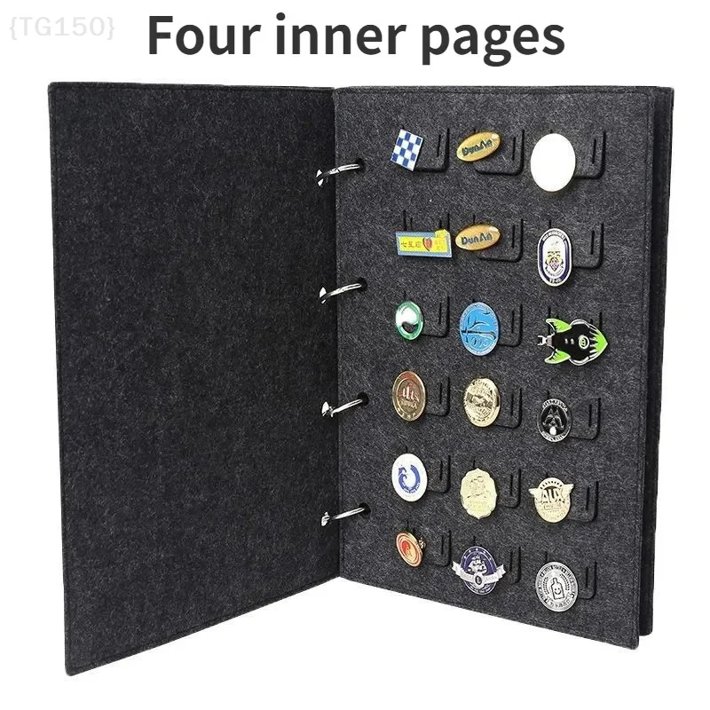Professional Badge Display Book - Felt Pin Brooch Storage With Metal Chest & Pennant Board For School Collections