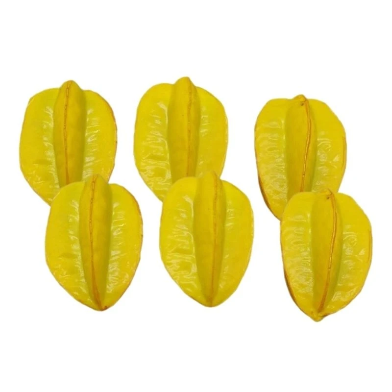 Pack Of 6 Realistic Artificial Starfruit Simulation Carambola Kitchen Decoration for Basket Display Home Decoration 15UB