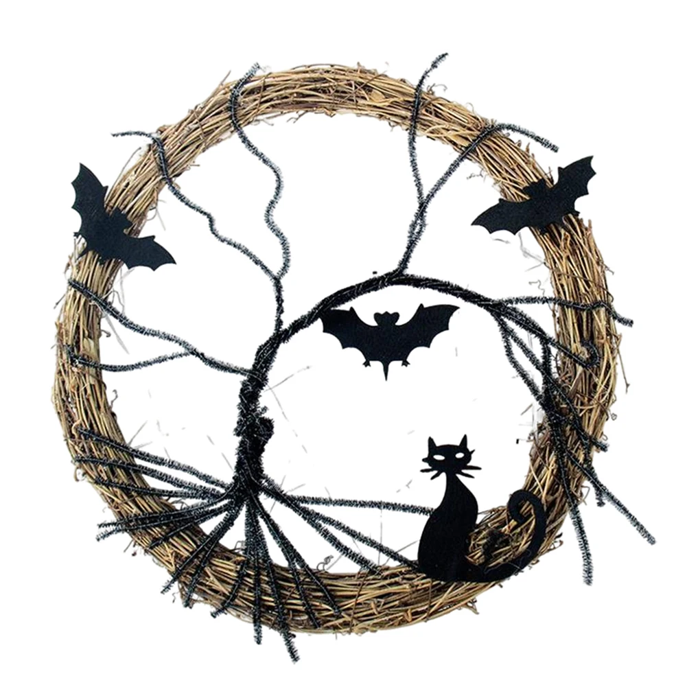 Grinalda de gato morcego preto com corda grinalda de halloween a pilhas decoração de suspensão de halloween melhores presentes decorações de parede