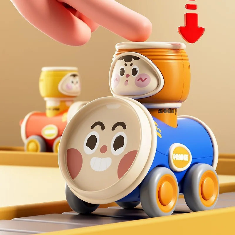 Baby Cartoon Jar Slid Car Press Inertia Small Car Toy Baby Can Play Rotate Toy with Whistle Safe Material Early Education Puzzle - view 4