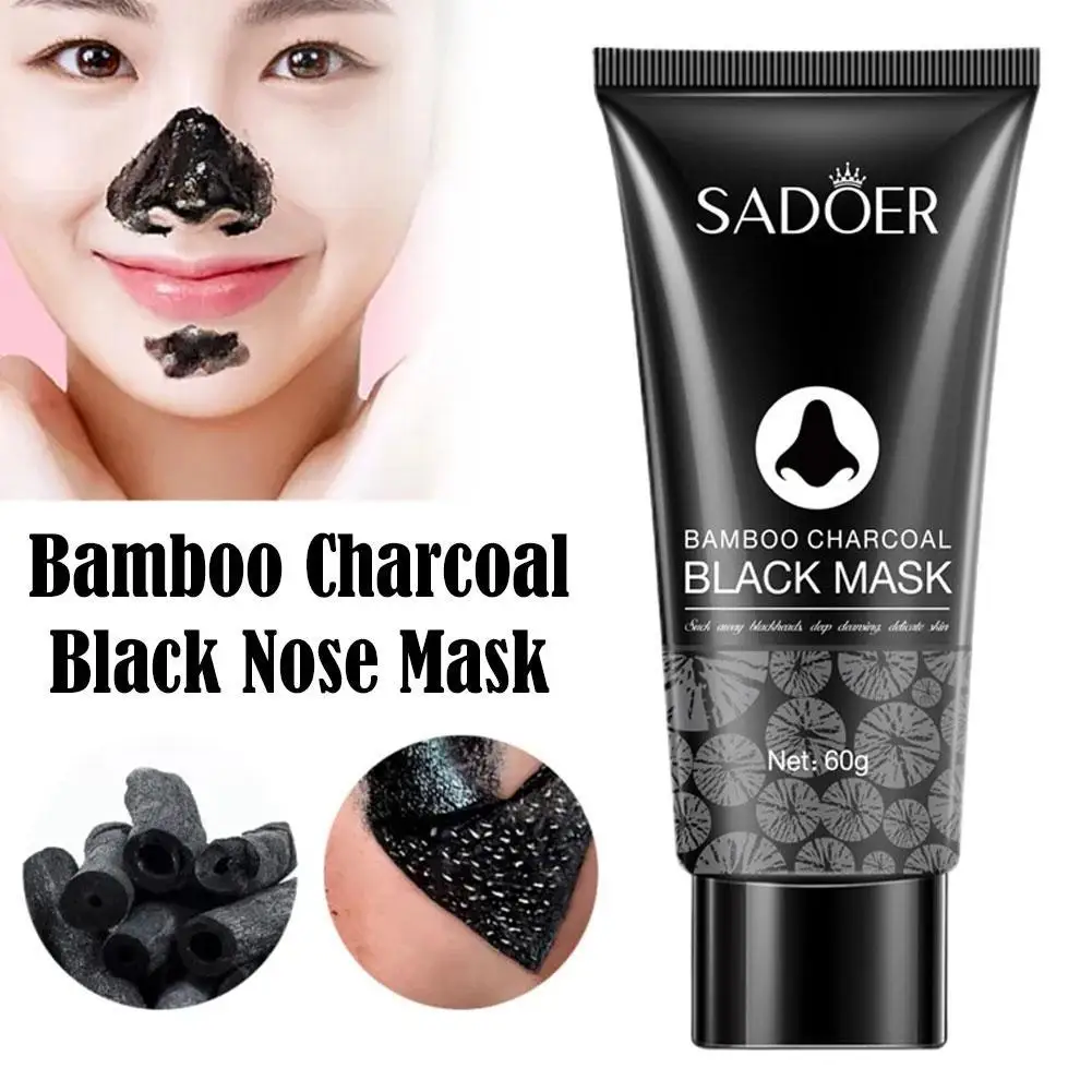 60g Blackhead Remover Black Mask Face Acne Treatment Peeling Peel-Off Shrink Pores Bamboo Charcoal Cleaning Nose Mask