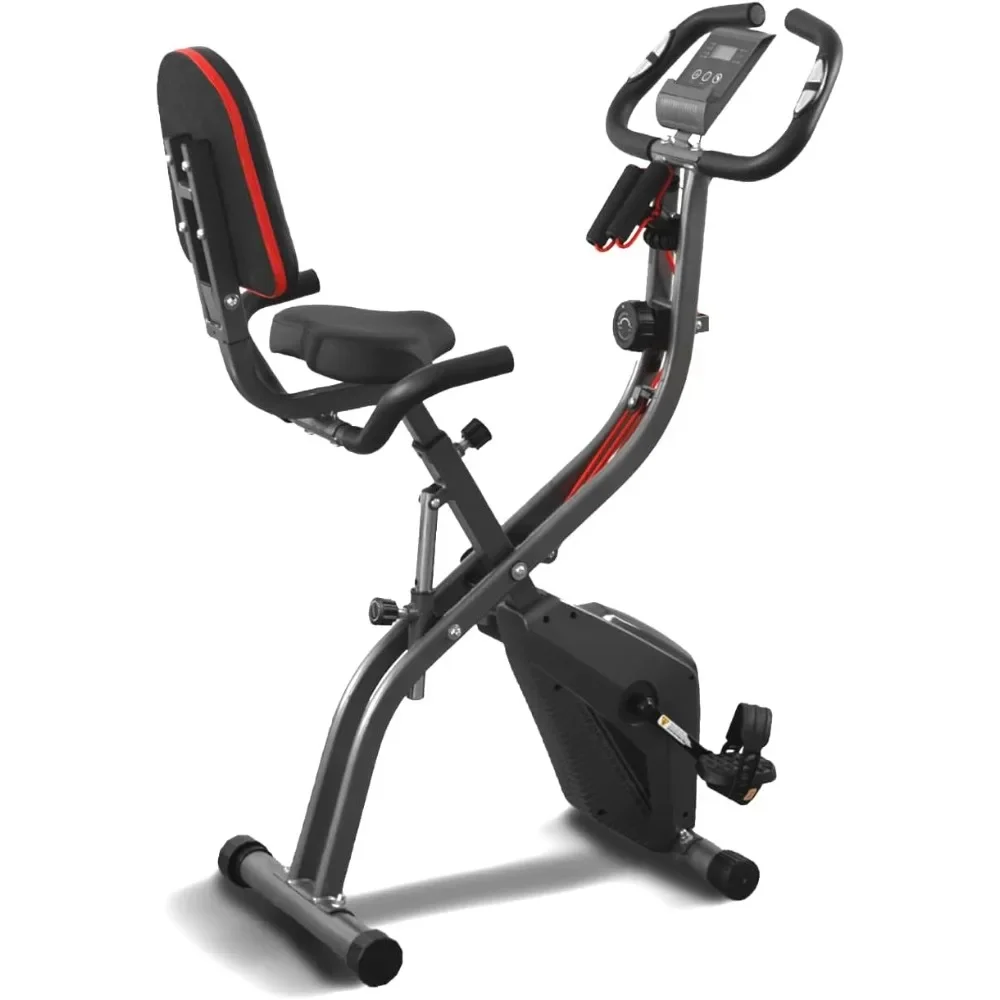 

Exercise Bike Stationary Bike Folding Exercise Bike with 10 Level Adjustable Magentic Resistance Support Back Pad and Phone/Tabl