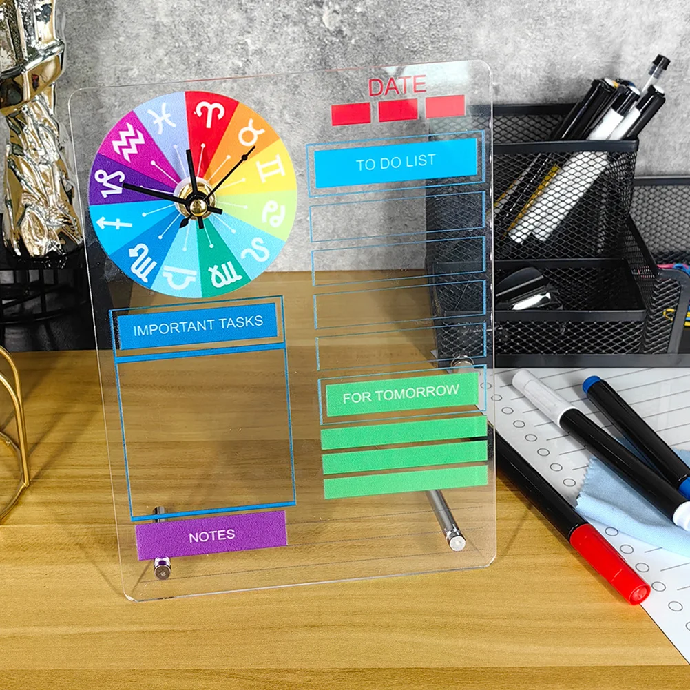 

1 Set Whiteboard Tabletop Dry Erase Board Acrylic Memo Board With Clock No Desktop Planner For Office Home Study Task