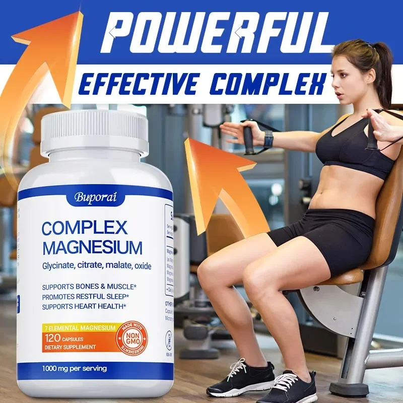

Magnesium Complex Capsules - Supports Bone, Muscle and Heart Health, Promotes Restful Sleep and Relieves Muscle Pain, Non-GMO