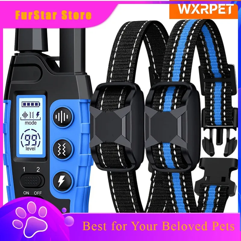 FurStar3300Ft Electric Dog Training Collar Remote Control Waterproof Pet BehaviorFor 5-120lbs Shock Vibration For Dogs