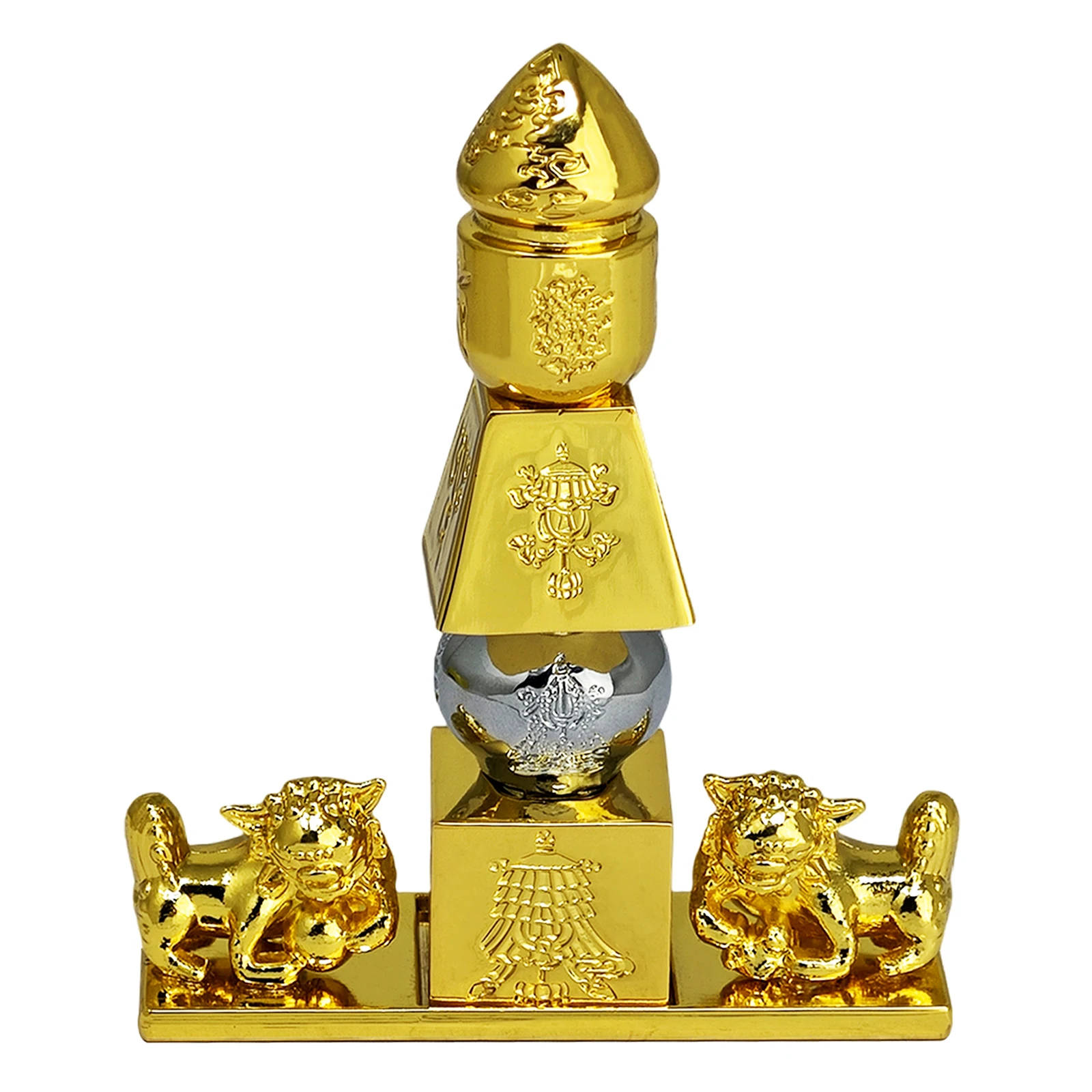 2025 5 Element Pagoda with 8 Auspicious Objects and Fu Dogs (Mini) Figurine The Lion Wenchang Tower w5670